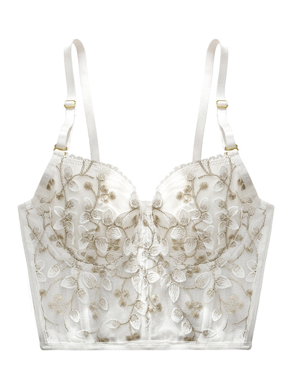 Vintage Lace Embroidery Bustier Corset Top