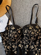 Vintage Lace Embroidery Bustier Corset Top