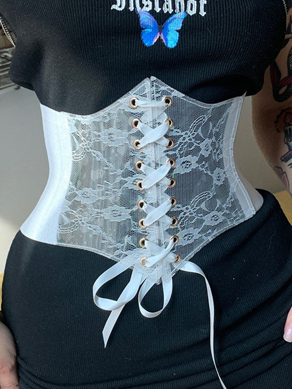 Patchwork Lace Corset Top White / ONE SIZE Corset Top Main image