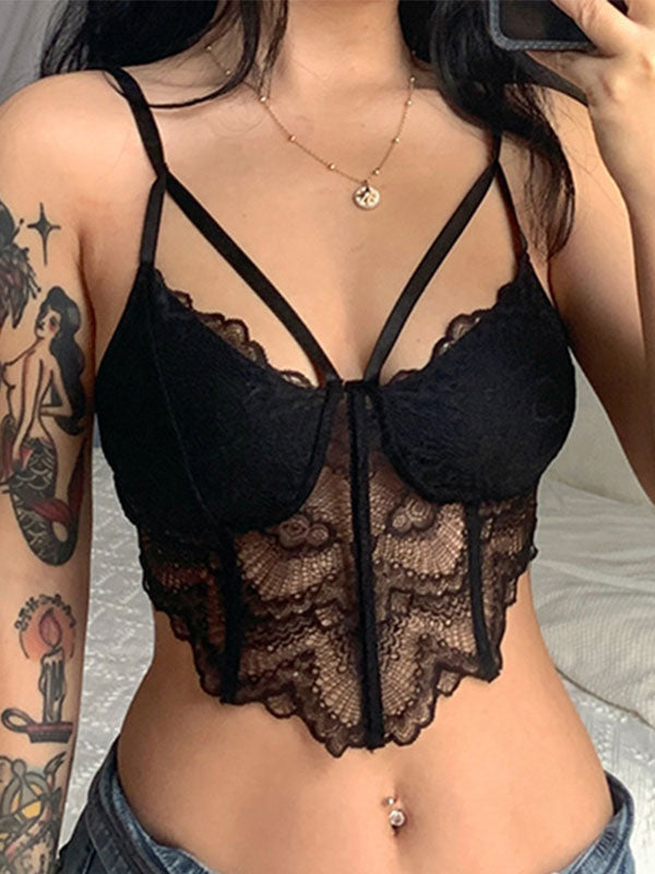 Irregular Lace Corset Top Black / S Corset Top Main image