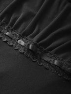 Lace Trim Tie Front Long Sleeve Blouse Long Sleeves