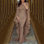 Fall For Women 2024 Vintage Short Sleeve Crew Neck Glitter Sparkly Sequin Slim Bodycon Formal Party Prom Dress Khaki / S
