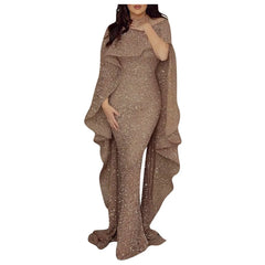 Fall For Women 2024 Vintage Short Sleeve Crew Neck Glitter Sparkly Sequin Slim Bodycon Formal Party Prom Dress