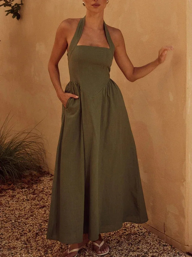 Fashion Elegant Long for Women New Wide Strap Halter Backless Maxi Dress Main image