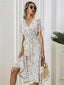 Floral Chic Short Sleeve Women’s Fashionable Long Midi Dress WHITE / S
