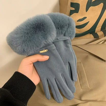 Fashion Autumn Winter Cute Furry Warm Full Finger Outdoor Sport Cycling Christmas Glove