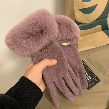 Fashion Autumn Winter Cute Furry Warm Full Finger Outdoor Sport Cycling Christmas Glove