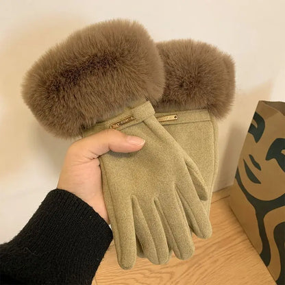 Fashion Autumn Winter Cute Furry Warm Full Finger Outdoor Sport Cycling Christmas Glove