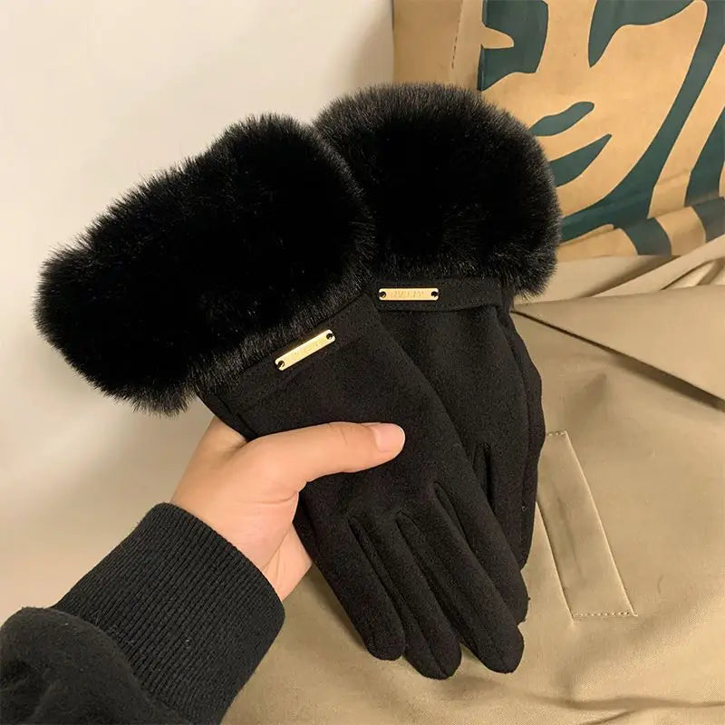 Fashion Autumn Winter Cute Furry Warm Full Finger Outdoor Sport Cycling Christmas Glove