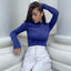 Chic Jersey Turtleneck Long Sleeve Tee Blue / S
