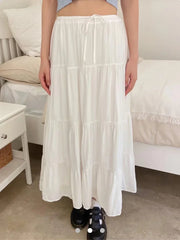 High Waist A line Loose Faldas Casual Simple Short Sleeve Tee