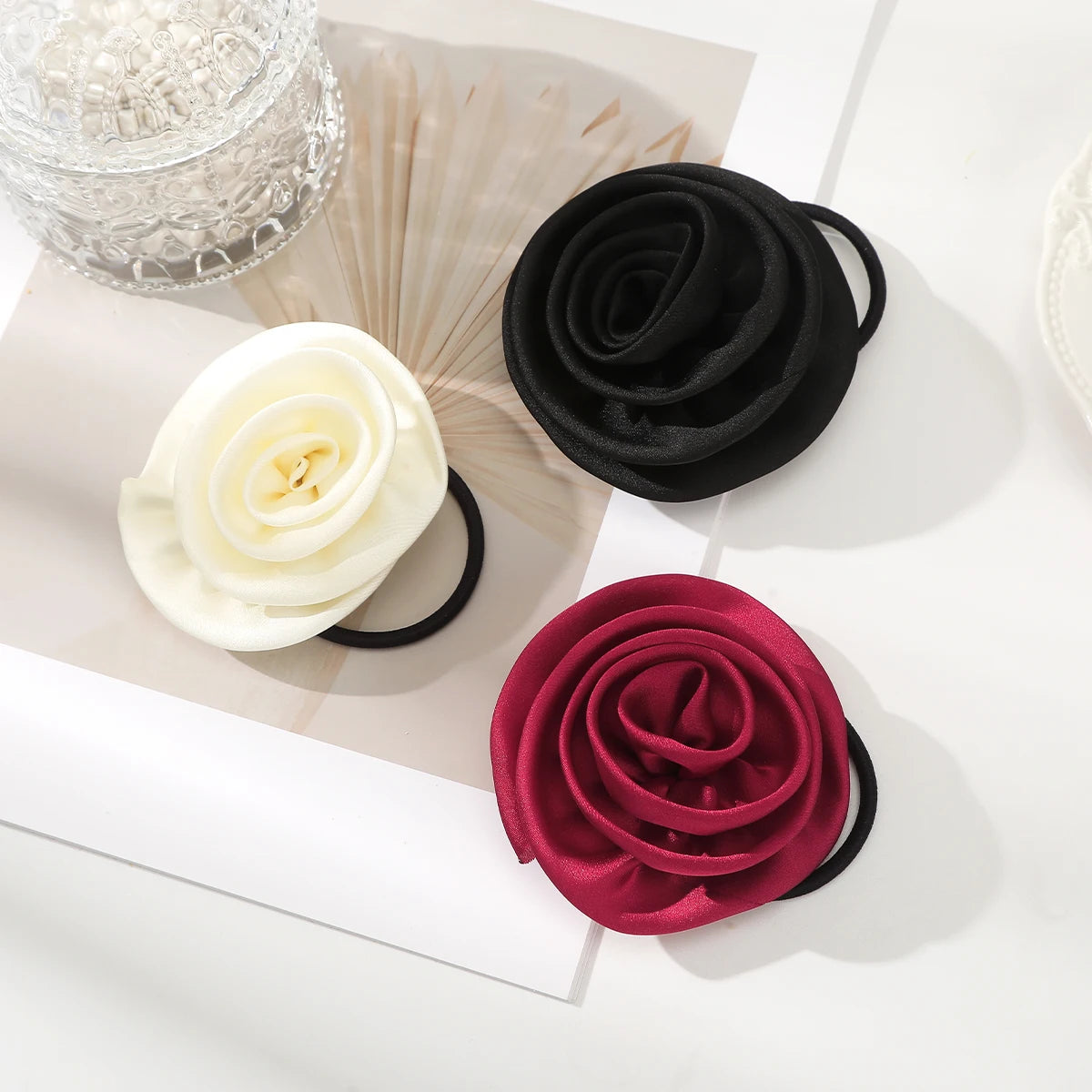 French Satin Retro Rose Elegant Temperament Girls Christmas Hair Accessory