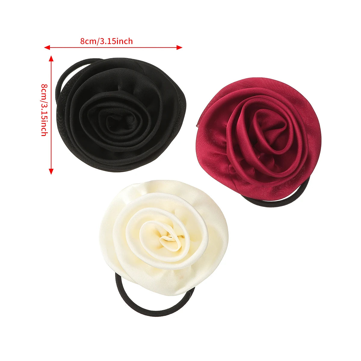 French Satin Retro Rose Elegant Temperament Girls Christmas Hair Accessory