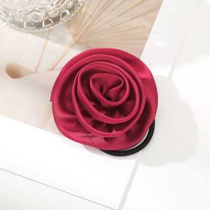 French Satin Retro Rose Elegant Temperament Girls Christmas Hair Accessory