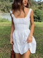 Square Neck Ruffles Mini Dresses White / S Mini Dresses