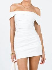 One Shoulder Linen Mini Dress Mini Dresses
