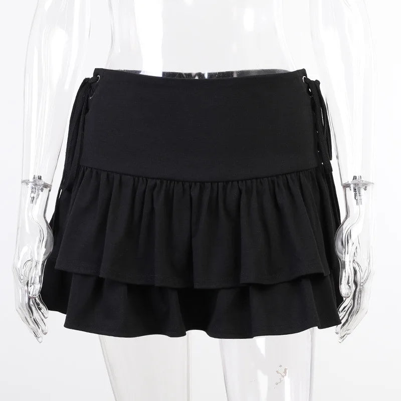 Gothic Cute Lolita Cake Mini Skirt for Girls with Sweet Lace Plaid