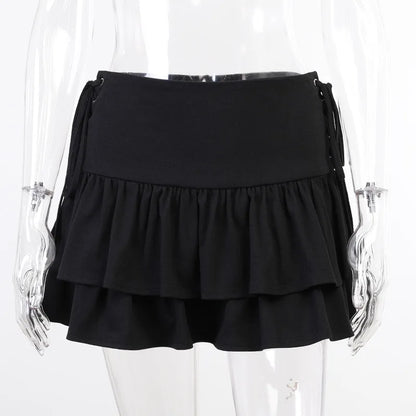 Gothic Cute Lolita Cake Mini Skirt for Girls with Sweet Lace Plaid