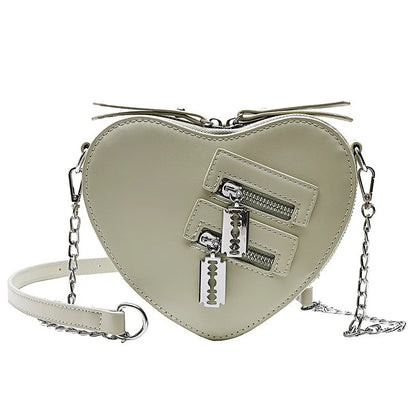 Gothic Summer Zipper Chain Blade Shoulder Casual Crossbody Heart Handbag Bag