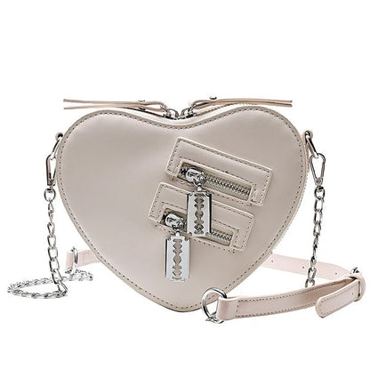 Gothic Summer Zipper Chain Blade Shoulder Casual Crossbody Heart Handbag Bag