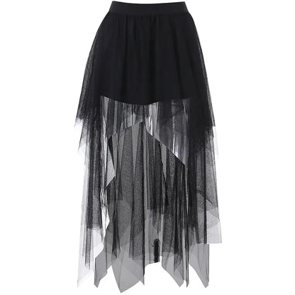 High Waisted Gothic Net Yarn Summer Skirt