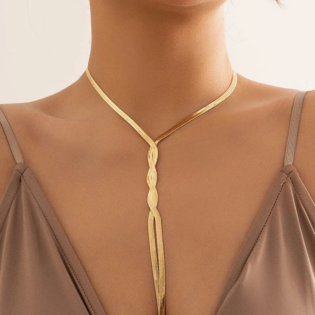Adjustable Flat Temperament Weave Link Chest New Necklace Main image