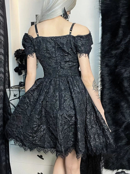 Mini Party Aesthetic Grunge High Sexy Lace Cutouts One Clubwear Elegant Y2K Shoulder Prom A-Line Waist Strap Dress