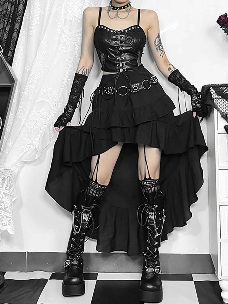 Victorian-Inspired SteamRetro Gothic Hi-Low Lace Party Skirt