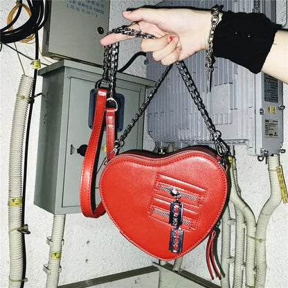 Gothic Leather Aesthetic Y2k Grunge Heart Street PU Harajuku High Bag