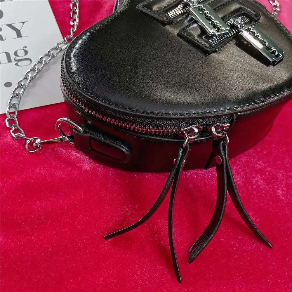 Gothic Leather Aesthetic Y2k Grunge Heart Street PU Harajuku High Bag