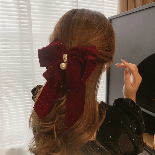 High-end Velvet Bow-knot Popular Large Size Christmas Hair Accessory