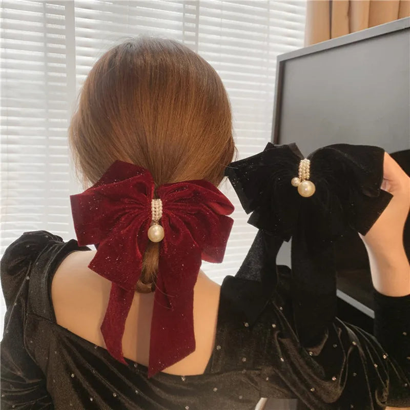 High-end Velvet Bow-knot Popular Large Size Christmas Hair Accessory