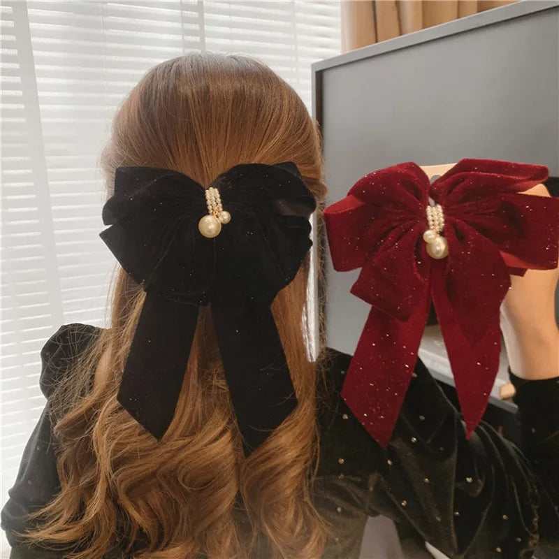 High-end Velvet Bow-knot Popular Large Size Christmas Hair Accessory