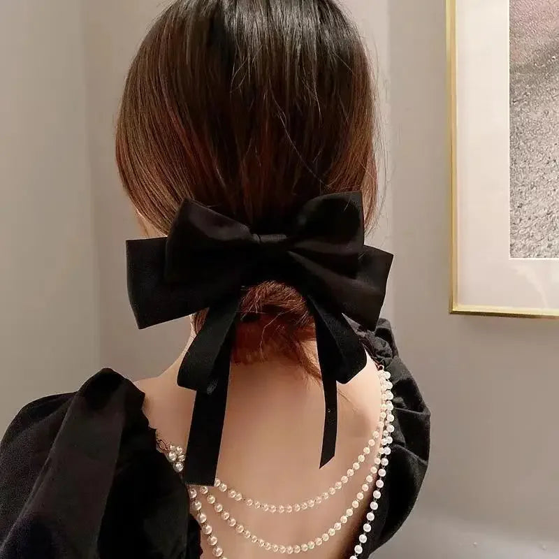 Korean Fashion Sweet Ribbon Black White Red Princess Christmas Hair Accessory