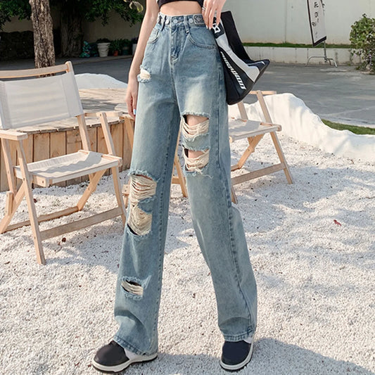 Retro Hole Slim Fit Streetwear Jeans