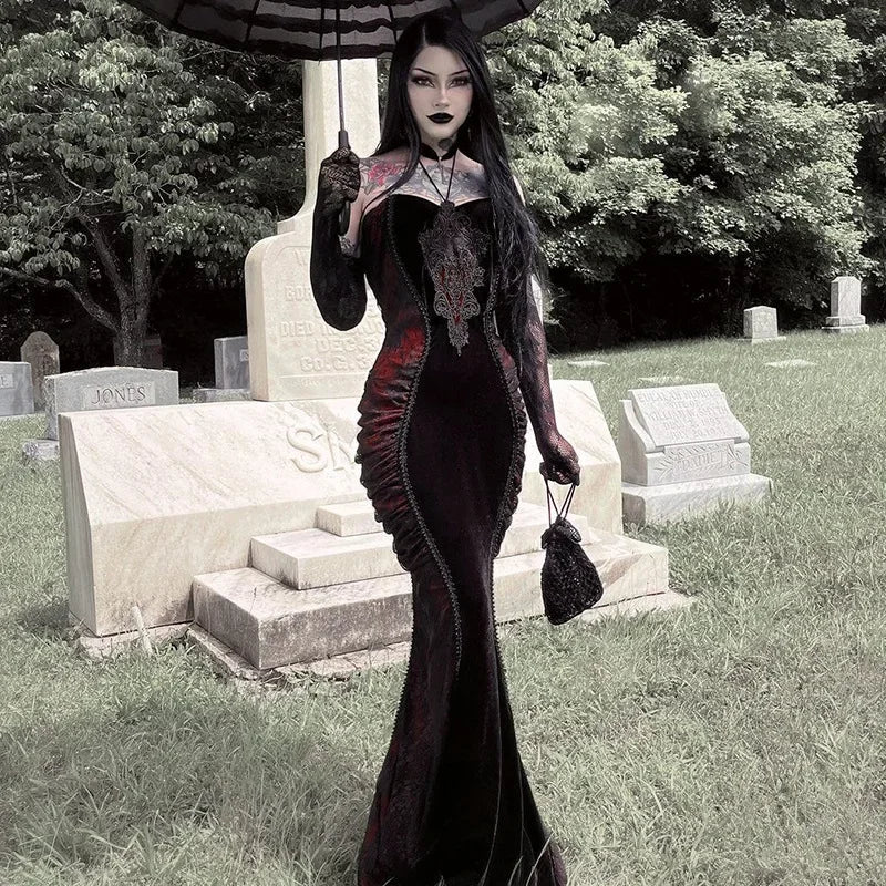 Elegant Fashion Bodycon Party Corset Maxi Gown Sweet Pleated Gothic Mesh Mermaid Hot Tight Halter Dress