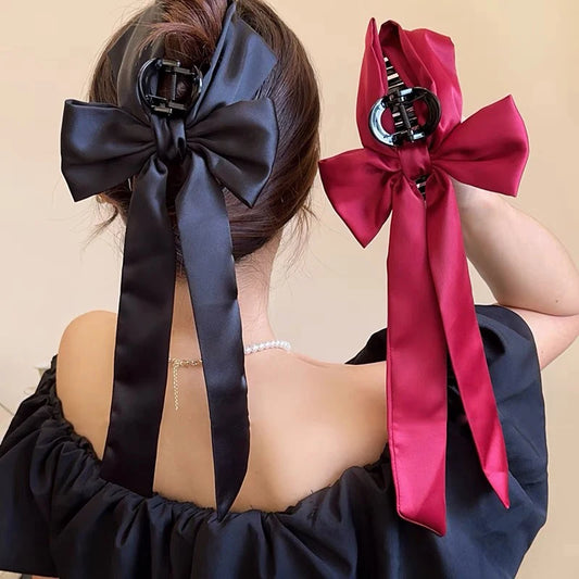 Large Black Festival Fashion French Ribbon Party Christmas Hair Accessory