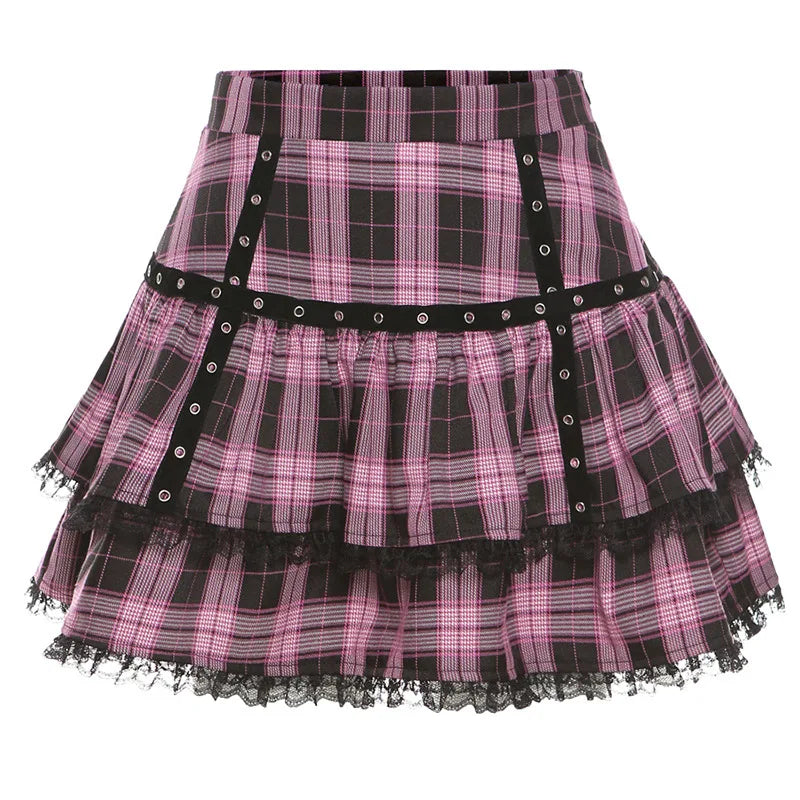 Lolita Cake Gothic Japanese Plaid Skirt