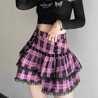 Lolita Cake Gothic Japanese Plaid Skirt