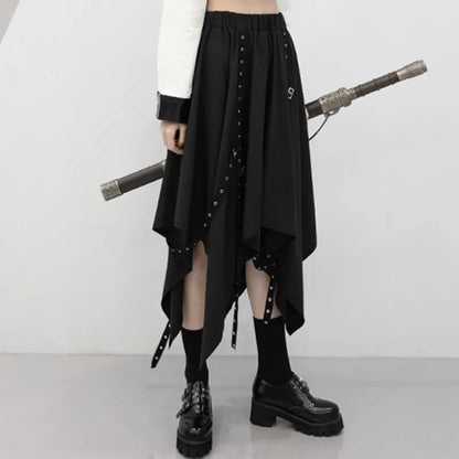 Long Dark Tie Street Y2k Gothic Skirt