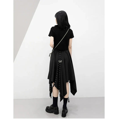 Long Dark Tie Street Y2k Gothic Skirt