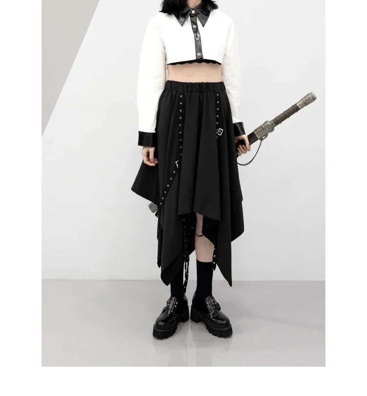 Long Dark Tie Street Y2k Gothic Skirt