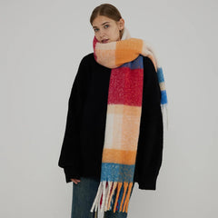 Thick Warm Tassel Contrast Color Scarf For Autumn/Winter Scarfs-L