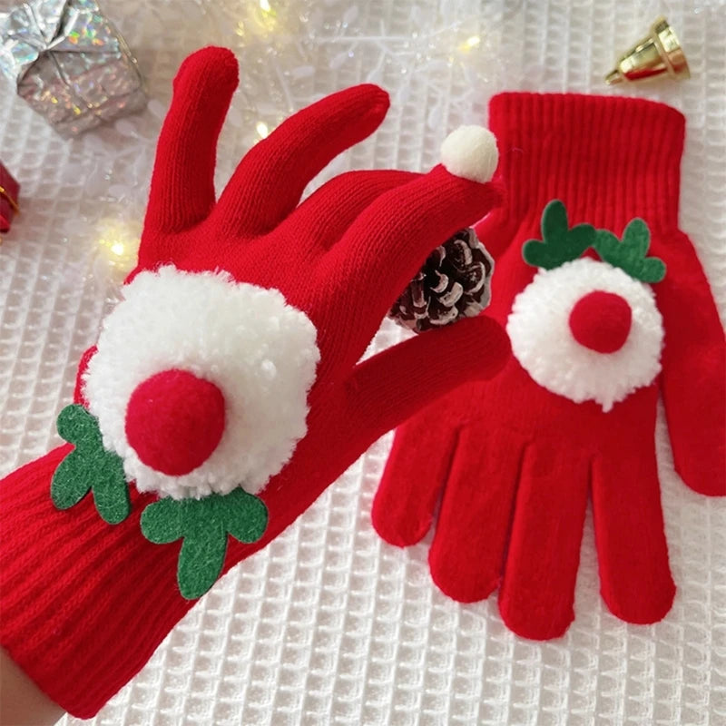 Lovely Christmas Theme Warm Holiday Celebration Short Adult Children Winter Christmas Glove