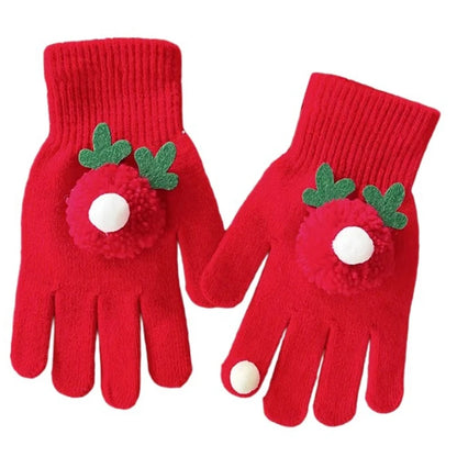 Lovely Christmas Theme Warm Holiday Celebration Short Adult Children Winter Christmas Glove