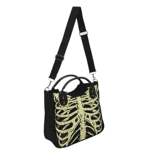 Luminous Gothic Skeleton Bones Skulls Rock Designer Casual Female Punk Crossbody Bag