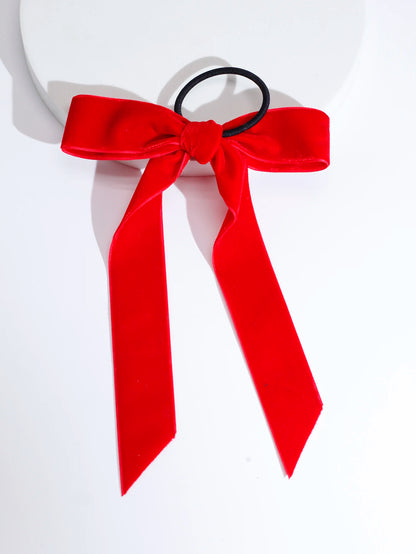 Elegant Velvet Bow Knot Soft Ribbon Elastic Christmas Hair Accessory