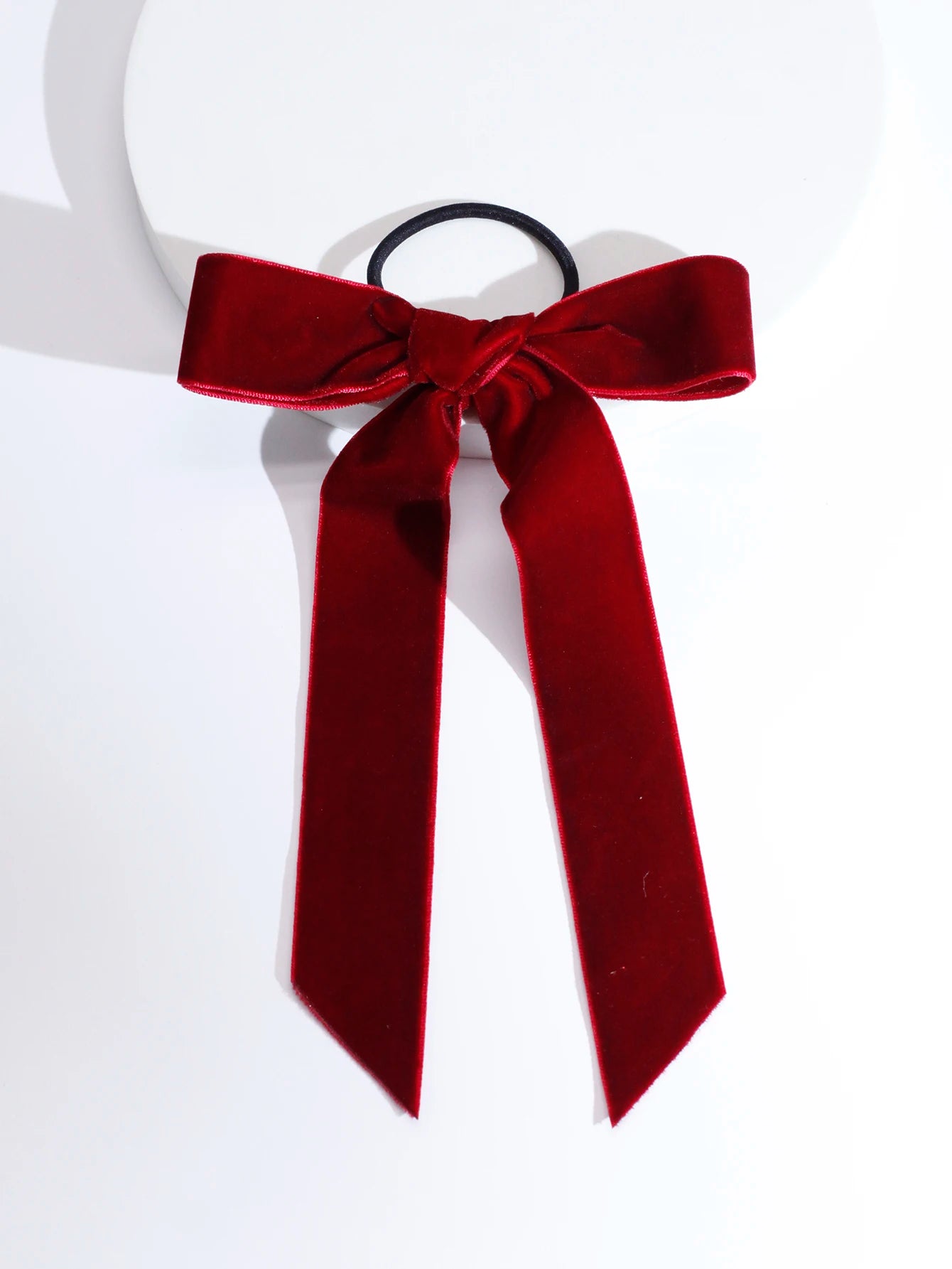 Elegant Velvet Bow Knot Soft Ribbon Elastic Christmas Hair Accessory