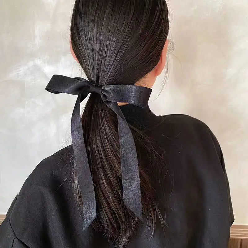 Fashion Fabric Black Bow Ribbon Top Clip Christmas Hair Accessory