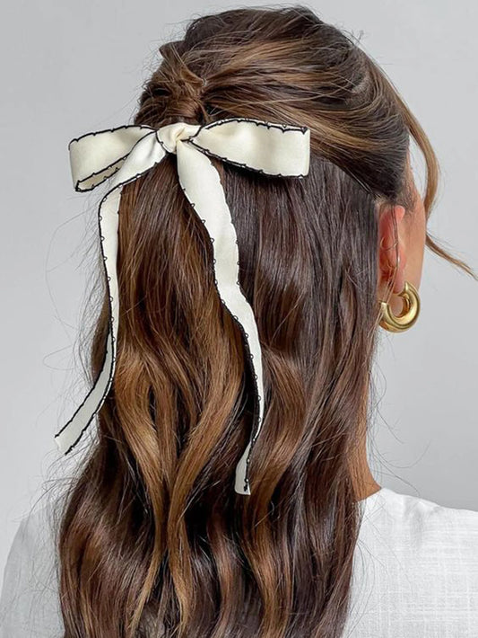 Fashion Long Tassel Streamer Elastic Ribbon Bowknot Christmas Hair Accessory